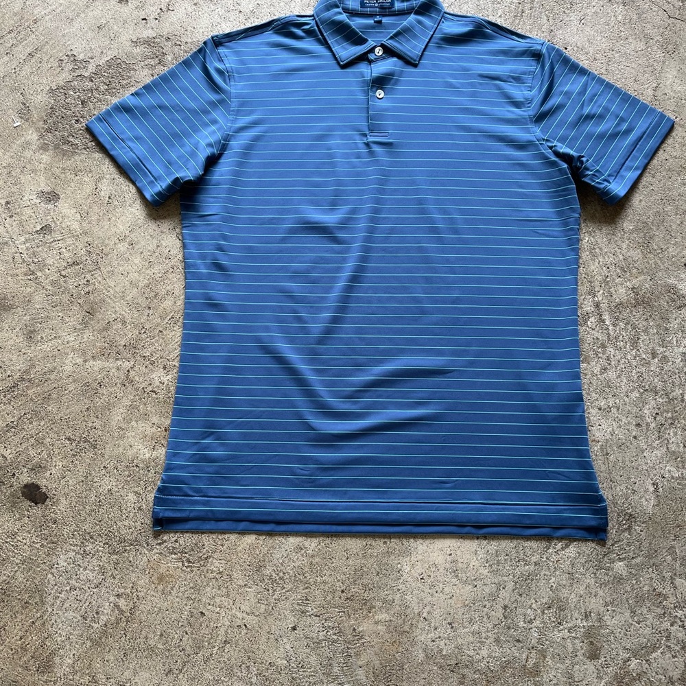 Peter Millar Blue Striped Performance Polo